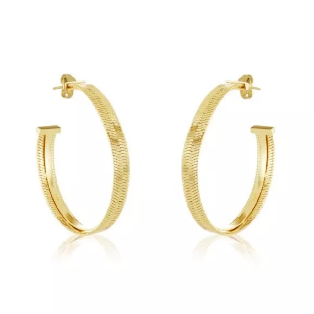 Melinda Maria Gold Large Demi Herringbone Hoop Earrings